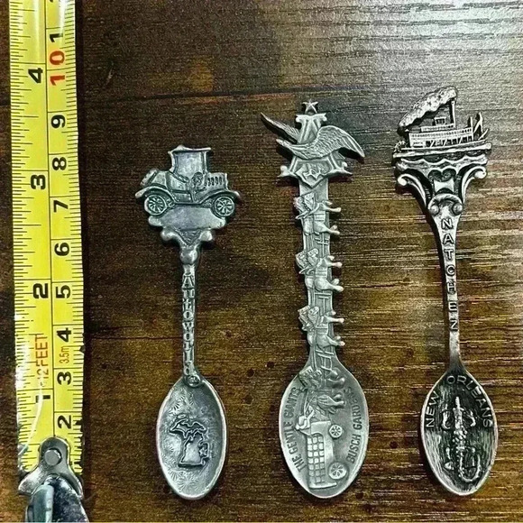 Vintage Souvenir Collector Spoons 3 Pieces Pewter Ford Busch Gardens New Orleans - Picture 6 of 6